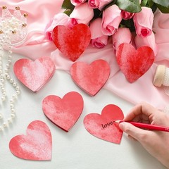 90 PCS Paper Heart Cutouts Valentine Red Shaped Board Watercolor Confetti
