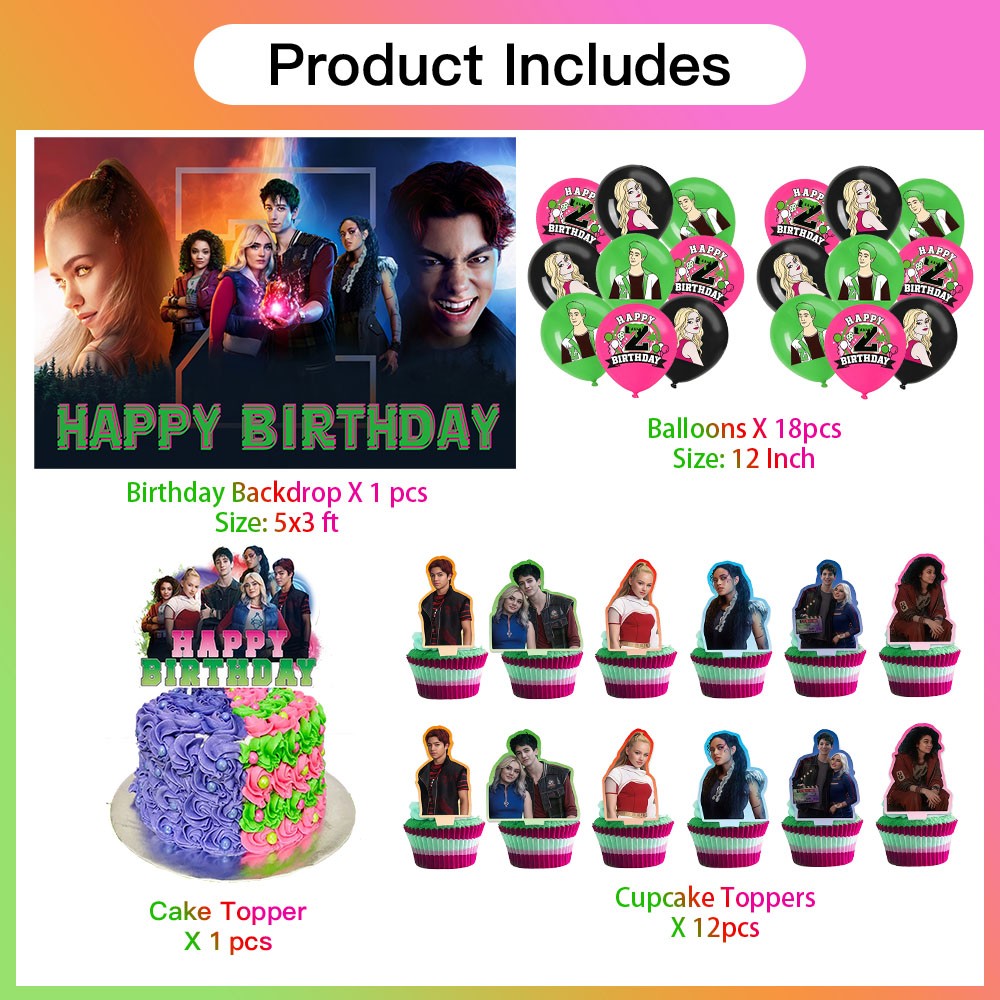ZOMBIES 4 Party Supplies Set Banner Cake Toppers Balloons Birthday Decor