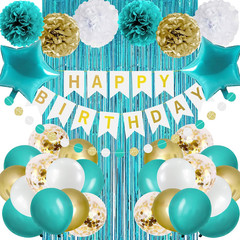 Teal Turquoise Blue and Gold Birthday Party Decorations for Women Girls with Hap