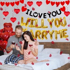 You Will Marry Me Balloons – 545 Pcs Gold Will You Marry Me Letters Foil Ball…