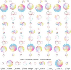 Transparent Bubble Garlands Mermaid Party Decoration Colored Flat Cutouts Han…
