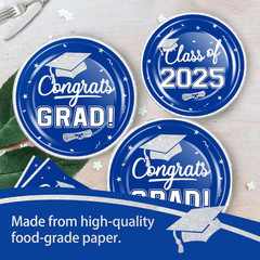 320Pcs Graduation Table Decorations Party Supplies – Blue White Graduation Plate