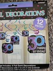 30th Birthday Swirl Decorations 12 Foil Cutouts Happy Birthday Purple Blue