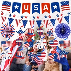 37Pcs Red, White & Blue 4th of July Decoration Kit – Perfect for Any Celebration
