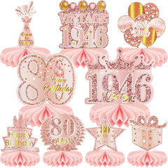 9 Pcs 70Th Birthday Decoration for Men Women Happy 70Th Birthday Honeycomb Cente