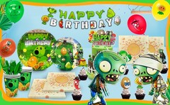 169 Pcs Plants Vs Play Game Zombies Party Kit Banner Balloon Backdrop Tableware