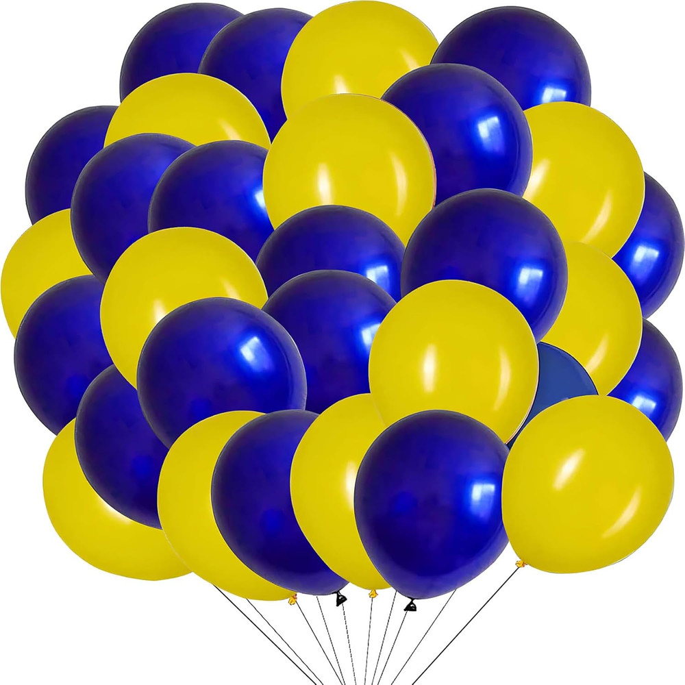 Navy Blue and Yellow Balloons 12Inch 80Pcs for Wedding, Birthday, Baby Shower, H