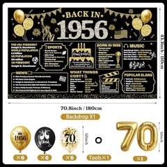70th Birthday Decorations for Men Black Gold, 37PCS 70th Birthday Party Supplies