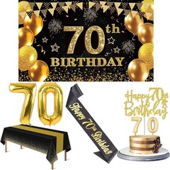 70th Birthday Decorations Set Party Banner Balloons Sash Cake Topper Candles