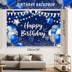 149PCS Blue Silver Birthday Party Decorations,Backdrop, Balloon Arch/Garland Kit
