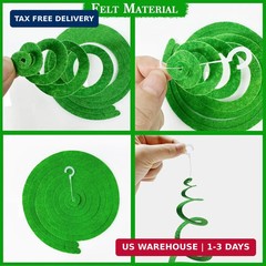 36Pcs Green Hanging Swirl Decorations Ombre Green Felt Swirl Streamer Spiral Cei