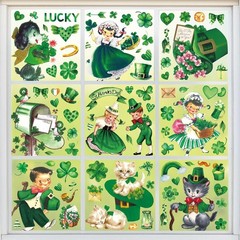 9 Sheets Vintage St. Patrick’s Day Window Cling Stickers Watercolor Retro Sham