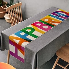 Happy Birthday Table Runner 13×72 Inch Polyester Linen Table Colorful
