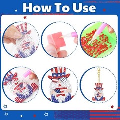 24 Pcs 4th of July Diamond Art Keychains Patriotic Diamond Keychains Memorial Da