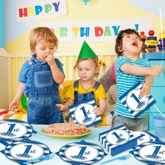 Charming 96-Piece 1st Birthday Tableware – Convenient & Disposable for Parties