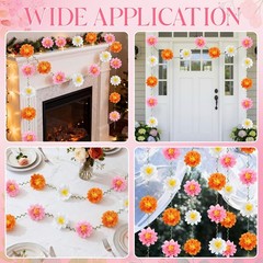 2 Pcs Tissue Paper Flower Garlands 6.56 Ft Paper Pom Pom Garlands with Vine L…