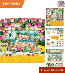 Hawaiian Luau Party Decor Set 161 Pcs Tropical Summer Backyard Bash Supplies