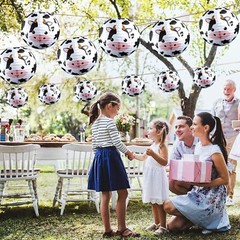 6 Pieces Cow Party Decorations Farm Paper Lanterns Brown, White, Black