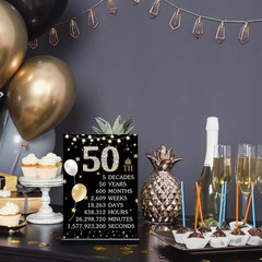 50Th Birthday Decorations Gift for Women Men, Black Gold Back in 1976 Poster Acr