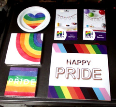 Pride Party Lot w/Permanent Wooden Wall Hanging Plates 2 Napkins 2 Banners #1