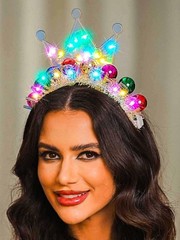 Light Up Birthday Crown Headband Glow Ball Sparkly Hair Accessories Women