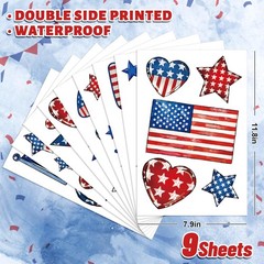 9 Sheets Happy 4th of July Window Cling Stickers Patriotic Star American Flag Wi