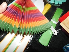 BN 14 X PCS ASSORTED COLOURFUL TISSUE DIE CUT DECORATIONS FLOWERS POMPOMS FANS