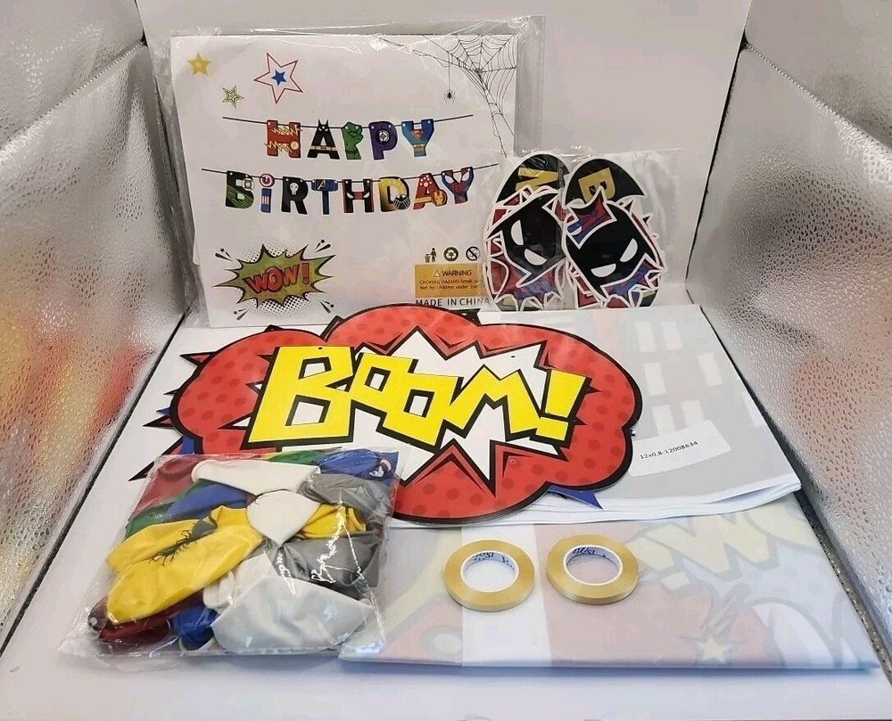Superhero Happy Brithday Decorations Party Supplies Kit Photo Backdrop Balloons