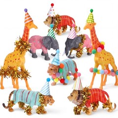 Novabright 8 Pcs Jungle Animal Cake Toppers Animal Clothes Party Birthday Clo…