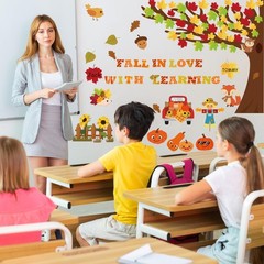 120 PCS Fall Bulletin Board Decorations Autumn Scarecrow Pumpkin Cutouts
