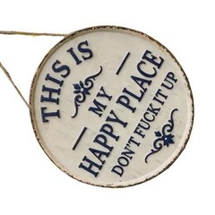 Distressed Finish Metal Sign for Garden Patio Fence This Is My Happy Place