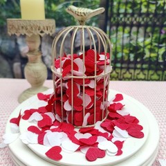 Red White 1 inch Heart Confetti for Table Decor Anniversary Engagement Weddin…