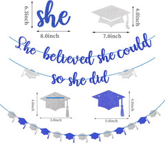 Navy-Blue Silver Party-Decorations Graduation Banner-Streamers – 18Pcs Kits 2026