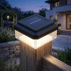 Black Solar Fence Light LED Fits Multiple Sizes Fence Posts Weatherproof Design