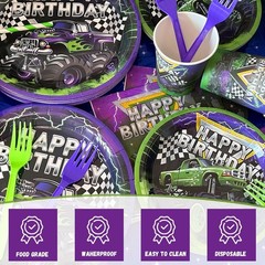 Monster Truck Birthday Decorations, Monster Truck Party Supplies Serves 16 Guest