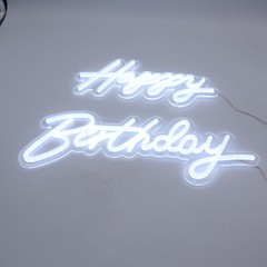 Happy Birthday Cold White Integrative Neon Sign 18X7.05 inches+13.3X6.2 inches