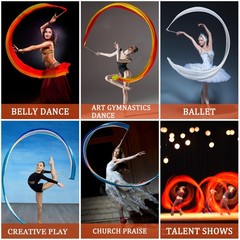 16.4FT Dance Streamer Gymnastics Dance Ribbons Belly Dance Real Silk Ribbon T…