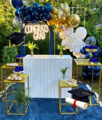 Navy Blue Metallic Gold White Balloons, 50 Pcs 12 Inches Navy Blue and Gold W…