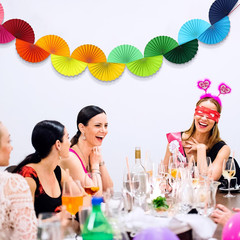 3 Pack Wedding Paper Fans Garland 15.6Ft Colorful Background Ceiling Hanging Dec