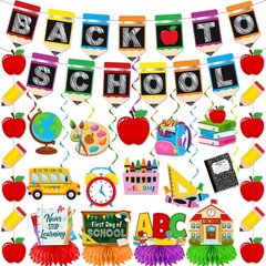 Complete Back to School Decoration Kit: Banners, Hanging Swirls & Centerpieces