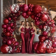Red Balloons Double Burgundy Ruby Red Balloon Garland Kit Wine Maroon Balloon…
