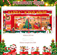 Christmas Garage Door Banner Large Santa’s Toy Shop Garage Door Cover 6×13 FT