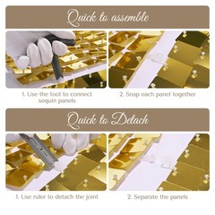 12 Pcs Gold Shimmer Wall Backdrop Panels Square Sequin Party Decoration 3×4 Ft