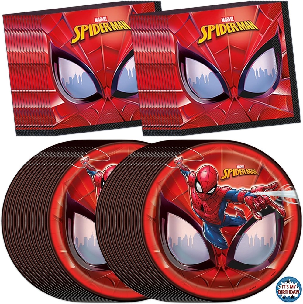 Spiderman Disposable Birthday Party Plates, Napkins, Sticker