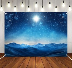 82.6»X 59»Fabric Nativity Desert Birth of Jesus Background Star of Bethlehem B