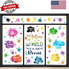 151 Pcs Inspirational Quotes Window Clings Colorful Ink Splatter Splotches Ha…