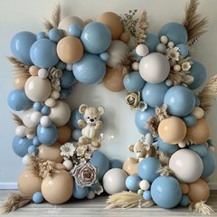 Dusty Blue Tan Balloon Garland Double Blue Nude White Sand Grey Latex Neutral…