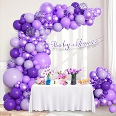136pcs Purple Balloons Garland Arch Kit, 18 12 10 5 In Dark Light Metallic Pu…