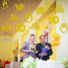 50Th Anniversary Decorations, Gold Glitter Happy 50Th Anniversary Hanging Swirls