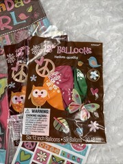 Hippie Chick Peace Owl Pink Brown Retro Birthday Party Kit Decorations Favors 16